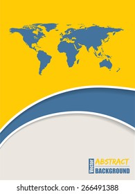 Corporate brochure background design with white stripes and world map