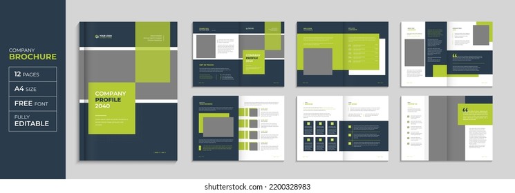 Corporate brochure and company profile annual report cover design template set