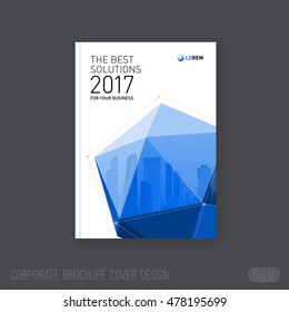 Corporate brochure cover design template with lowpoly 3d solid. Good for catalog, annual report, folder, poster or flyer.