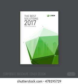 Corporate brochure cover design template with lowpoly 3d solid. Good for catalog, annual report, folder, poster or flyer.