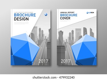 Corporate brochure cover design template with lowpoly 3d solid. Good for catalog, annual report, poster or flyer.