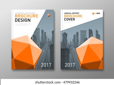 Corporate brochure cover design template with lowpoly 3d solid. Good for catalog, annual report, poster or flyer.