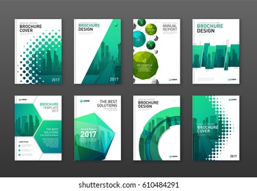 Corporate Brochure Cover Design Templates Set. Good For Catalog, Annual Report, Poster Or Flyer.