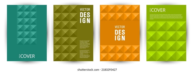 Diseño del paquete A4 de diseño de portafolios corporativos. Memphis estilo vector del paquete de distribución de asientos futuros. Diseño vertical de la composición de elementos geométricos de mosaico