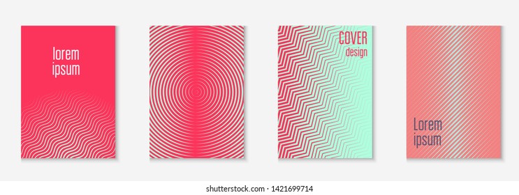 Corporate brochure cover page. Creative mobile screen, patent, book, annual report concept. Pink and turquoise. Corporate brochure cover page with minimalist geometric element.