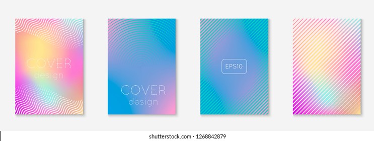 Corporate brochure cover page. Material certificate, journal, web app, flyer layout. Holographic. Corporate brochure cover page with minimalist geometric element.