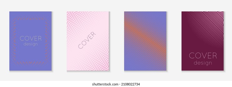 Corporate brochure cover page. Minimalistic annual report, placard, certificate, book concept. Purple and pink. Corporate brochure cover page with minimalist geometric element.