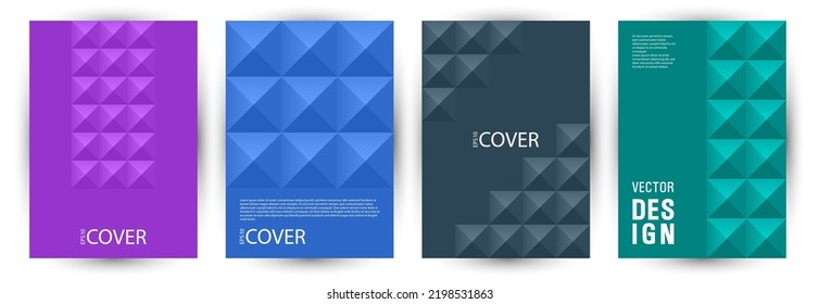 Corporate brochure cover page mokup bundle vector design. Swiss style hipster pamphlet layout bundle vector. Mosaic geometric elements theme A4 card design