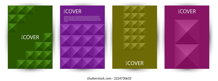 Corporate brochure cover page mokup bundle vector design. Swiss style premium placard mockup bundle vector. Tile geometric shapes composition vertical card design