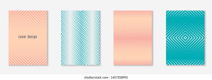 Corporate brochure cover page. Pink and turquoise. Memphis notebook, mobile screen, wallpaper, report mockup. Corporate brochure cover page with minimalist geometric element.