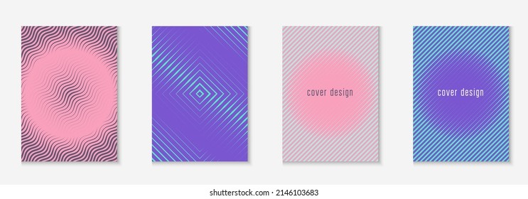 Corporate brochure cover page. Purple and turquoise. Minimalistic web app, flyer, book, invitation concept. Corporate brochure cover page with minimalist geometric element.