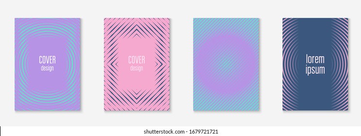 Corporate brochure cover page. Simple folder, placard, flyer, page layout. Purple and turquoise. Corporate brochure cover page with minimalist geometric element.