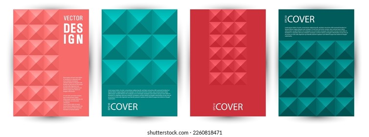 Corporate brochure cover template bundle vector design. Memphis style abstract pamphlet layout bundle Eps10. Mosaic geometric shapes texture vertical card design