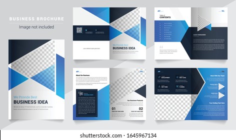 Diseño creativo del folleto corporativo. Plantilla multipropósito con portada, portada y páginas internas. Vector de diseño geométrico plano moderno y minimalista