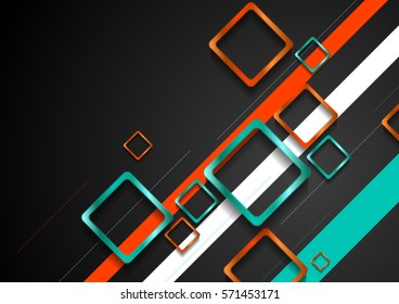 Corporate brochure design with colorful squares. Vector template background