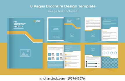 Corporate brochure design template , 8 page brochure design, clean and minimal design