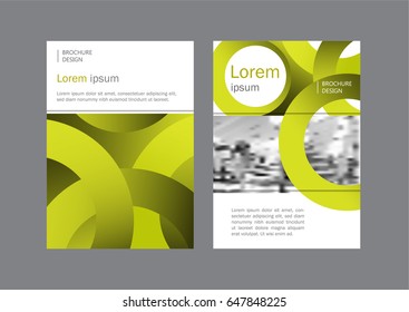 Corporate brochure, document cover page, presentation, leaflet, annual report with circles and stripes in light green colors. Vector geometric abstract design.