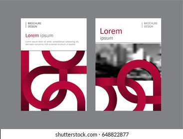 Corporate brochure, document cover page, presentation, leaflet, annual report with red intertwined or plated circles or ribbons. Vector A4 title sheet template 