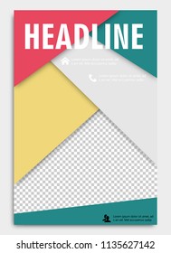 Corporate brochure flyer design layout template in A4 size, with bleed, vector with headline