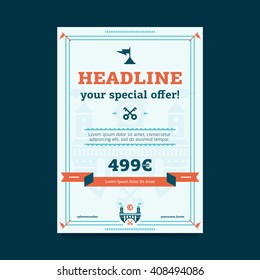 Corporate brochure flyer design layout template in A4 size, vector eps10. Business.