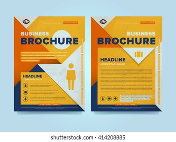 Corporate brochure flyer design layout template in A4 size, vector eps10. Creative poster with icons. Business logo.