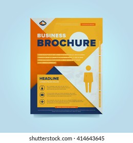 Corporate brochure flyer design layout template in A4 size, vector eps10. Creative poster with icons. Business logo.