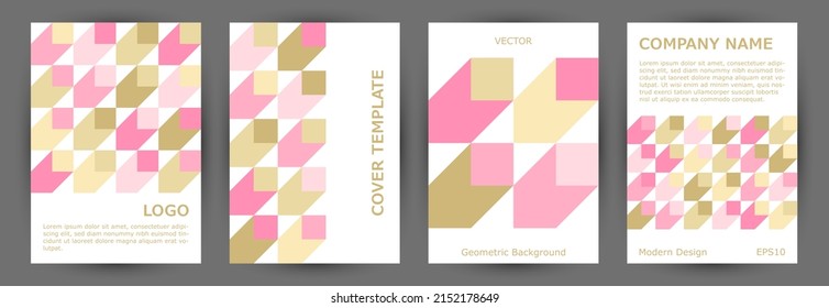 Corporate brochure front page layout collection geometric design. Minimalist style simple placard template collection Eps10. Mosaic geometric elements structure vertical cover design