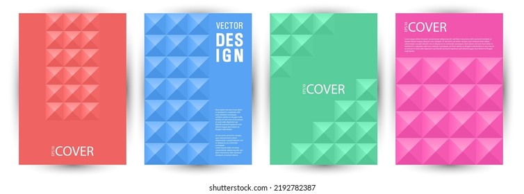 Corporate brochure front page layout bundle geometric design. Bauhaus style hipster title page mockup bundle vector. Tile geometric elements composition vertical cover design