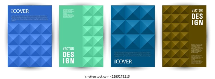 Corporate brochure front page layout bundle geometric design. Swiss style simple placard layout bundle Eps10. Tile geometric shapes texture A4 card design