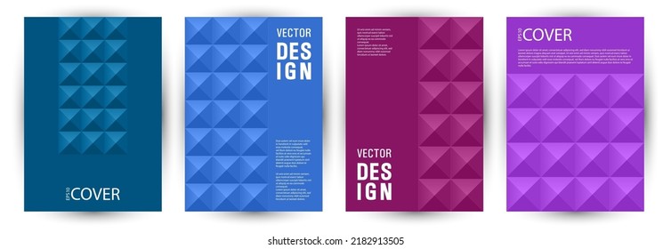 Corporate brochure front page mokup bundle graphic design. Bauhaus style future journal mockup bundle vector. Mosaic geometric shapes backdrop A4 card design
