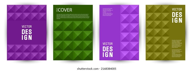 Corporate brochure front page template bundle vector design. Bauhaus style material front page layout bundle vector. Tile geometric shapes pattern vertical card design
