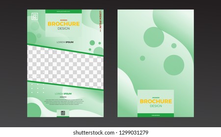 corporate brochure paper, Annual report company, green and yellow color, modern design, easy edit, vector