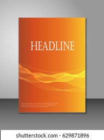 Corporate brochure template - abstract lines on orange backtround - can be used for magazine, brochure, flyer, and other corporate publications