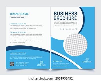 Plantilla de folletos corporativos , Informe anual, revista, afiche, 
Presentación corporativa, Cartera, Volante, infografía, diseño moderno con 
color azul tamaño A4, frontal y posterior, fácil de usar y editar.