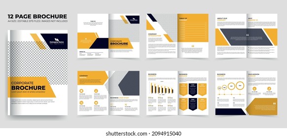 Corporate brochure template design or company profile brochure template layout design, yellow color, orange