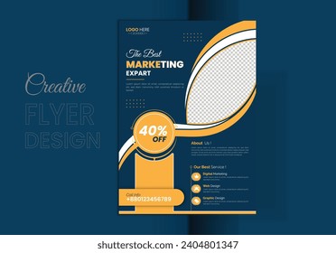 Corporate Brochure Template Design, new flyer for digital marketing, vector format layout, cost estimate for A4 printing, background arrangement for booklet cover design