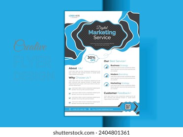 Corporate Brochure Template Design, new flyer for digital marketing, vector format layout, cost estimate for A4 printing, background arrangement for booklet cover design