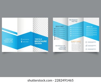 Corporate brochure, trifold template design Business flyer template with text.