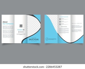Corporate Broschüre, dreifaches Template-Design. Textvorlage. Design, Vektorgrafik. Moderne Dreischichtschablone.