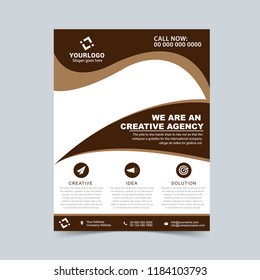 Corporate brown flyer design template. Vector illustration.