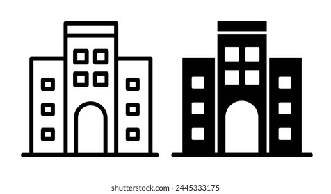 Corporate Building and Architecture Icon Set. Commercial Office and Apartment Construction Symbols.