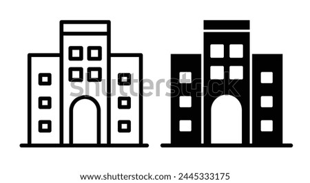 Corporate Building and Architecture Icon Set. Commercial Office and Apartment Construction Symbols.