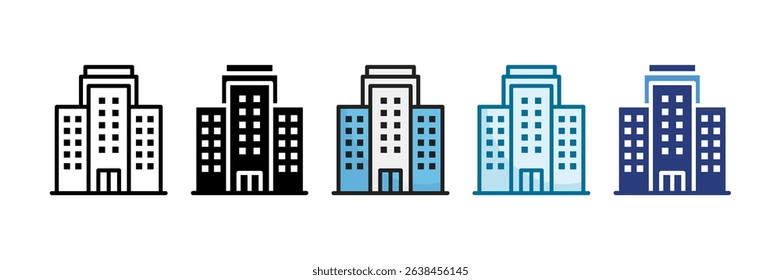 Corporate Building Icon Set Multiple Style Collection