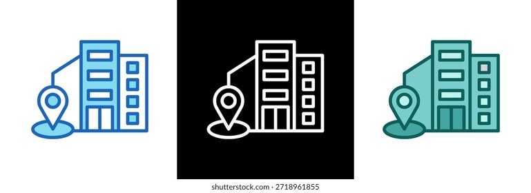Ilustração de vetor triplo de ícone de construção corporativa