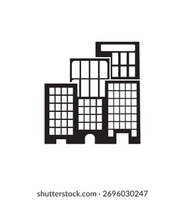 Ícone de vetor de construção corporativa contraste em preto e branco.