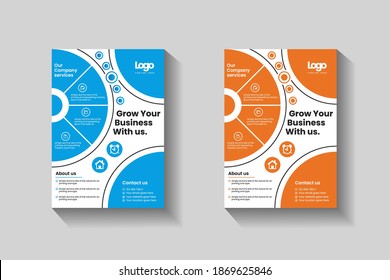Corporate Business abstract vector flyer, leaflet, brochure, business report template in A4 with colorful geometric shapes and elements for tech, science, market, medical, health, sports, etc