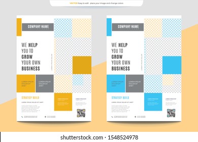 Corporate Business abstract vector template. Brochure design, cover modern layout, annual report, poster, flyer in A4 with colorful square shapes design design space for photo background