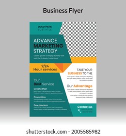 Corporate Business abstract vector template for Flyer, Portfolio with yellow and blue color size A4.