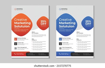 Corporate Business Agency brochure, flyer, poster, banner, layout design template, two-color scheme, orange, blue vector illustration template in A4 size - Vector