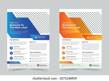 Corporate business agency flyer template design set or a4 flyer template with blue, green, red, and yellow colors. marketing, business proposal, flyer design template, flyer presentation
